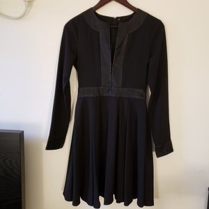 Black Long sleeve dress with faux leather pieces